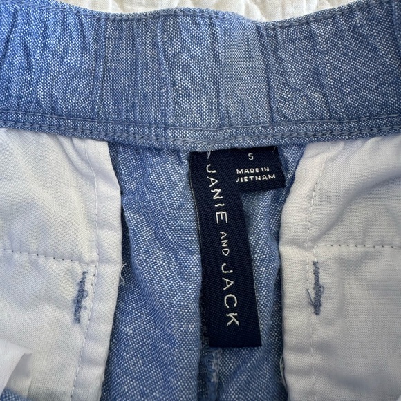 Janie and Jack Linen Pants, elastic waist, blue, Size 5 - Picture 3 of 3